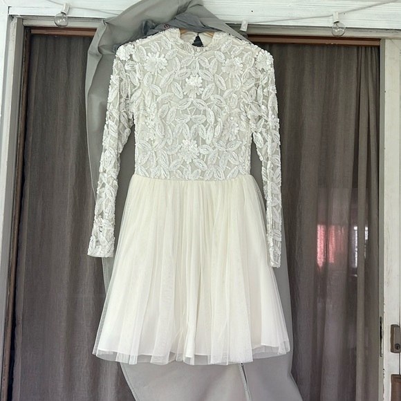 ASOS | Dresses | White Beadedsequined Mini Dress Bridal | Poshmark